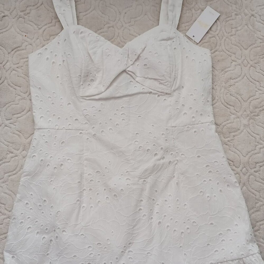 Lilly Pilitzer Rocko Eyelet Romper Resort White Tropical Leaf Eyelet - NWT